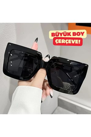 Kadın Büyük Kare Moda Gözlüğü Siyah
