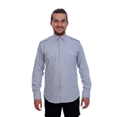 Formteks Güvenlik Gömlek Klasik Yaka Uzun Kol Gri