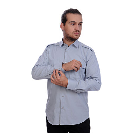 Formteks Güvenlik Gömlek Klasik Yaka Uzun Kol Gri