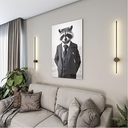 Hayvan Cam Tablo - Takım Elbiseli Sevimli Dostlar - Dikey Motif 07-012