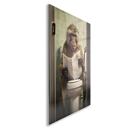 Hayvan Cam Tablo - Sevimli Dostlar Lavaboda - Dikey Motif 08-006