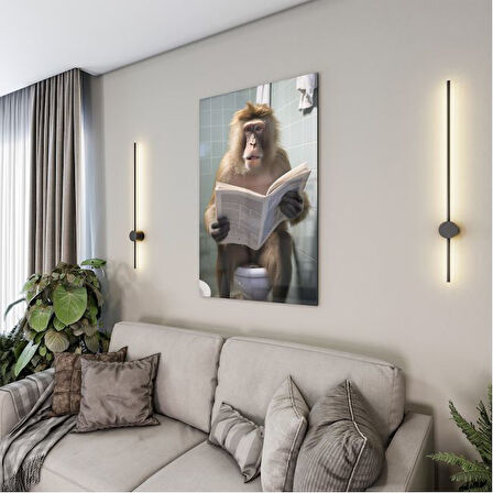 Hayvan Cam Tablo - Sevimli Dostlar Lavaboda - Dikey Motif 08-010