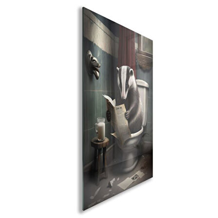 Hayvan Cam Tablo - Sevimli Dostlar Lavaboda - Dikey Motif 08-011