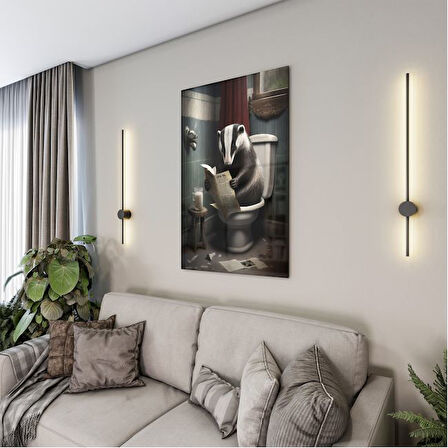 Hayvan Cam Tablo - Sevimli Dostlar Lavaboda - Dikey Motif 08-011