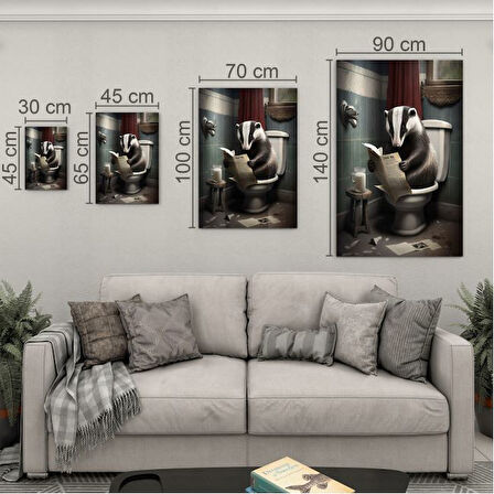 Hayvan Cam Tablo - Sevimli Dostlar Lavaboda - Dikey Motif 08-011