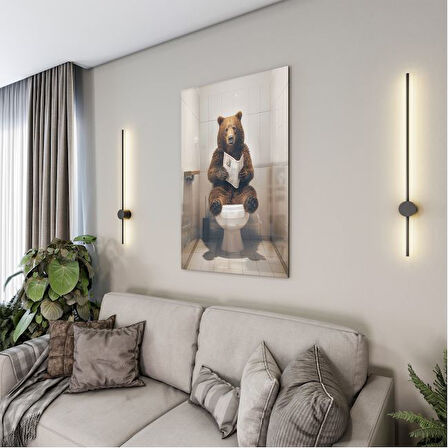 Hayvan Cam Tablo - Sevimli Dostlar Lavaboda - Dikey Motif 08-017