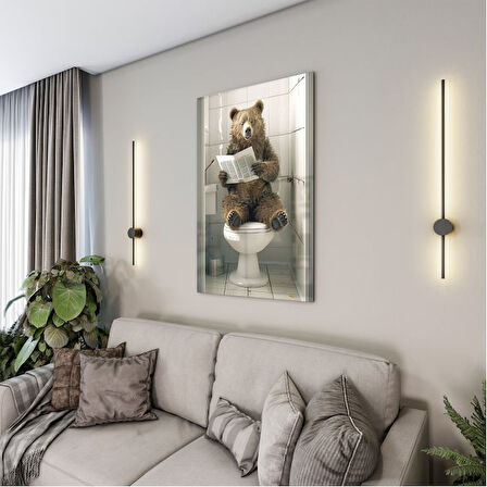 Hayvan Cam Tablo - Sevimli Dostlar Lavaboda - Dikey Motif 08-021