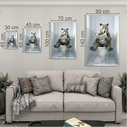 Hayvan Cam Tablo - Sevimli Dostlar Lavaboda - Dikey Motif 08-022