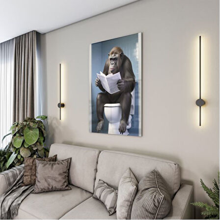 Hayvan Cam Tablo - Sevimli Dostlar Lavaboda - Dikey Motif 08-033