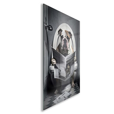Hayvan Cam Tablo - Sevimli Dostlar Lavaboda - Dikey Motif 08-035