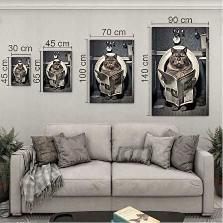 Hayvan Cam Tablo - Sevimli Dostlar Lavaboda - Dikey Motif 08-043