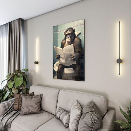 Hayvan Cam Tablo - Sevimli Dostlar Lavaboda - Dikey Motif 08-051