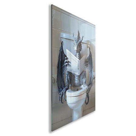 Hayvan Cam Tablo - Sevimli Dostlar Lavaboda - Dikey Motif 08-073