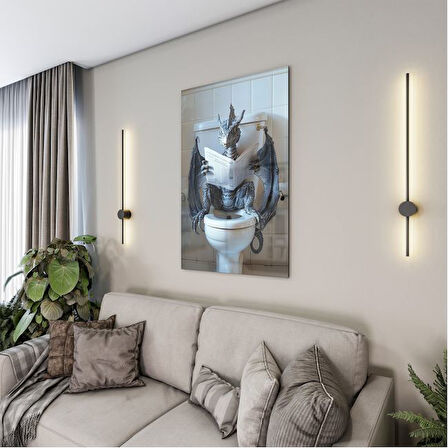 Hayvan Cam Tablo - Sevimli Dostlar Lavaboda - Dikey Motif 08-073