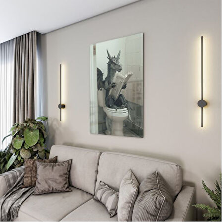 Hayvan Cam Tablo - Sevimli Dostlar Lavaboda - Dikey Motif 08-077