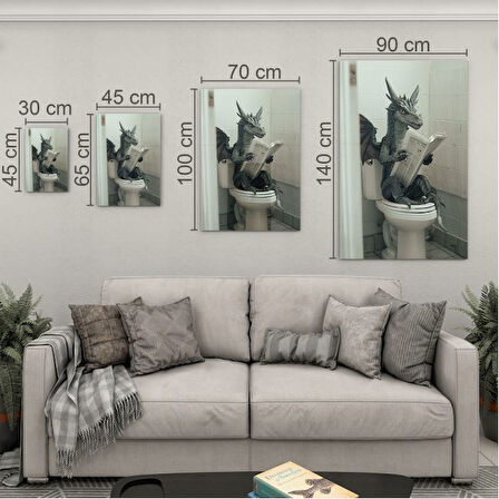 Hayvan Cam Tablo - Sevimli Dostlar Lavaboda - Dikey Motif 08-077