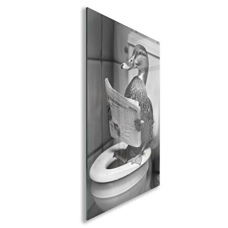 Hayvan Cam Tablo - Sevimli Dostlar Lavaboda - Dikey Motif 08-081