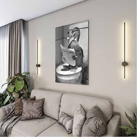 Hayvan Cam Tablo - Sevimli Dostlar Lavaboda - Dikey Motif 08-081