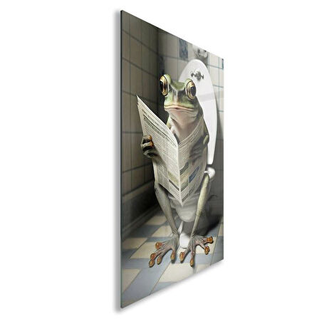 Hayvan Cam Tablo - Sevimli Dostlar Lavaboda - Dikey Motif 08-091