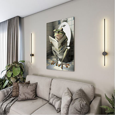 Hayvan Cam Tablo - Sevimli Dostlar Lavaboda - Dikey Motif 08-091