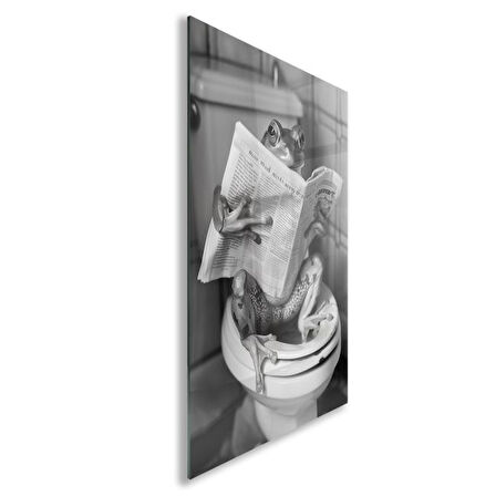 Hayvan Cam Tablo - Sevimli Dostlar Lavaboda - Dikey Motif 08-092