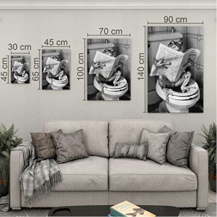 Hayvan Cam Tablo - Sevimli Dostlar Lavaboda - Dikey Motif 08-092