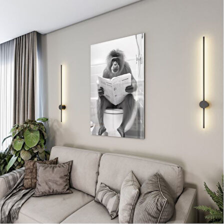Hayvan Cam Tablo - Sevimli Dostlar Lavaboda - Dikey Motif 08-093