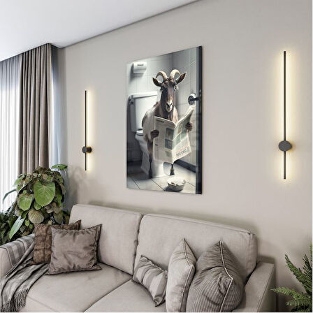 Hayvan Cam Tablo - Sevimli Dostlar Lavaboda - Dikey Motif 08-097