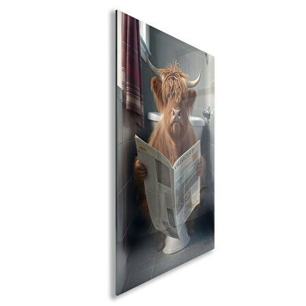 Hayvan Cam Tablo - Sevimli Dostlar Lavaboda - Dikey Motif 08-109