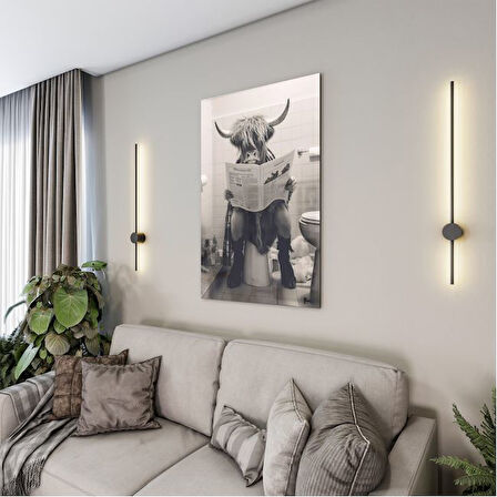 Hayvan Cam Tablo - Sevimli Dostlar Lavaboda - Dikey Motif 08-114