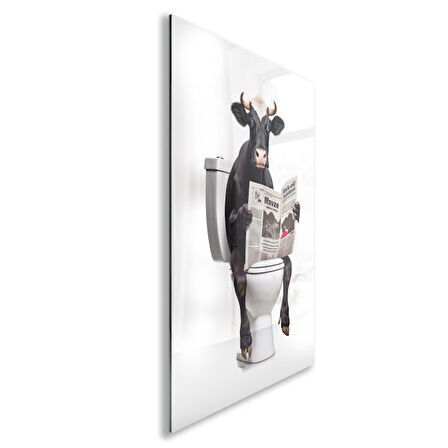 Hayvan Cam Tablo - Sevimli Dostlar Lavaboda - Dikey Motif 08-119