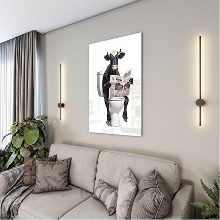 Hayvan Cam Tablo - Sevimli Dostlar Lavaboda - Dikey Motif 08-119