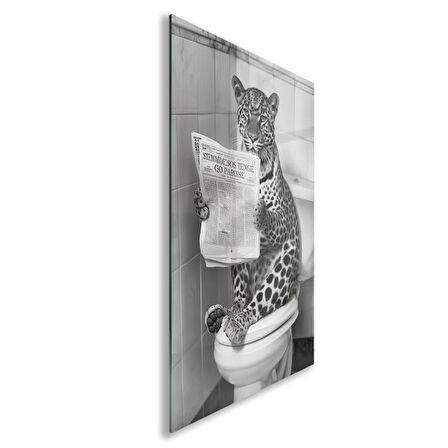 Hayvan Cam Tablo - Sevimli Dostlar Lavaboda - Dikey Motif 08-125