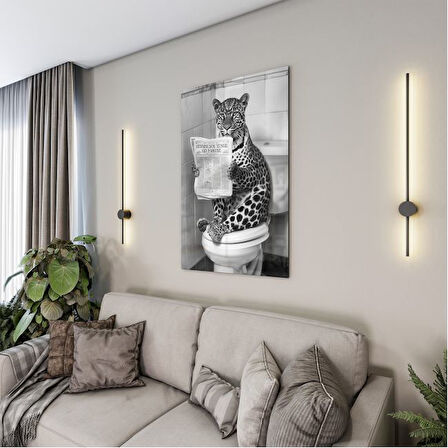 Hayvan Cam Tablo - Sevimli Dostlar Lavaboda - Dikey Motif 08-125