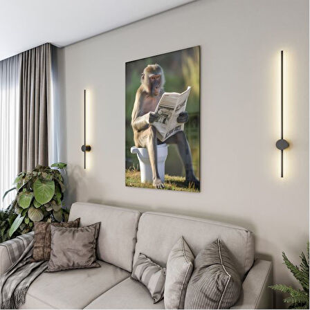 Hayvan Cam Tablo - Sevimli Dostlar Lavaboda - Dikey Motif 08-136