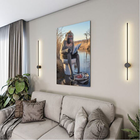 Hayvan Cam Tablo - Sevimli Dostlar Lavaboda - Dikey Motif 08-142