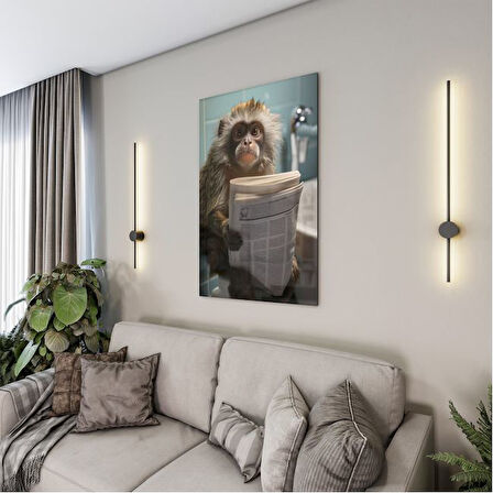 Hayvan Cam Tablo - Sevimli Dostlar Lavaboda - Dikey Motif 08-145