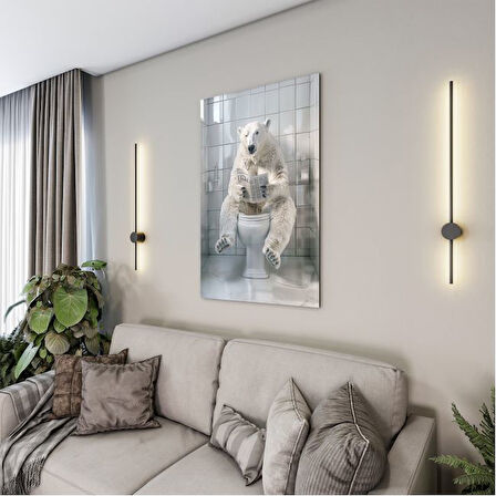 Hayvan Cam Tablo - Sevimli Dostlar Lavaboda - Dikey Motif 08-182