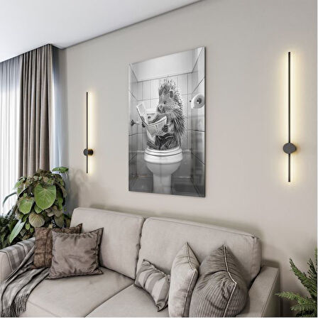 Hayvan Cam Tablo - Sevimli Dostlar Lavaboda - Dikey Motif 08-201