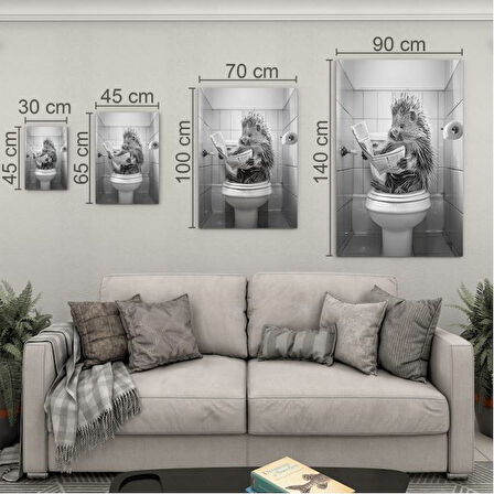 Hayvan Cam Tablo - Sevimli Dostlar Lavaboda - Dikey Motif 08-201