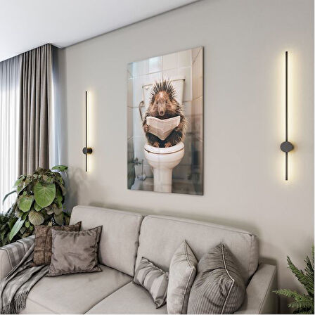 Hayvan Cam Tablo - Sevimli Dostlar Lavaboda - Dikey Motif 08-202