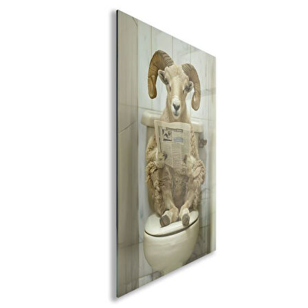 Hayvan Cam Tablo - Sevimli Dostlar Lavaboda - Dikey Motif 08-217