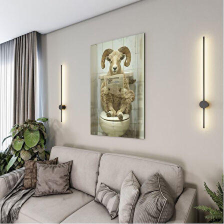Hayvan Cam Tablo - Sevimli Dostlar Lavaboda - Dikey Motif 08-217