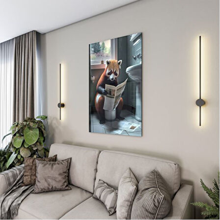 Hayvan Cam Tablo - Sevimli Dostlar Lavaboda - Dikey Motif 08-218