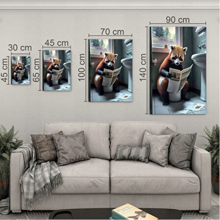Hayvan Cam Tablo - Sevimli Dostlar Lavaboda - Dikey Motif 08-218