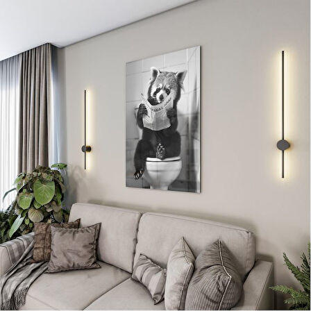 Hayvan Cam Tablo - Sevimli Dostlar Lavaboda - Dikey Motif 08-219