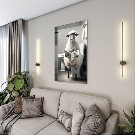 Hayvan Cam Tablo - Sevimli Dostlar Lavaboda - Dikey Motif 08-234