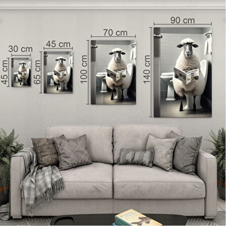 Hayvan Cam Tablo - Sevimli Dostlar Lavaboda - Dikey Motif 08-234