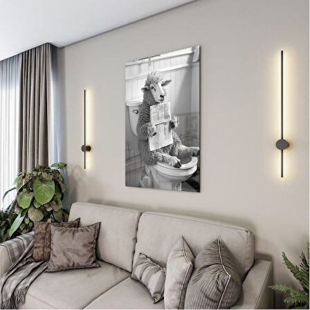 Hayvan Cam Tablo - Sevimli Dostlar Lavaboda - Dikey Motif 08-235