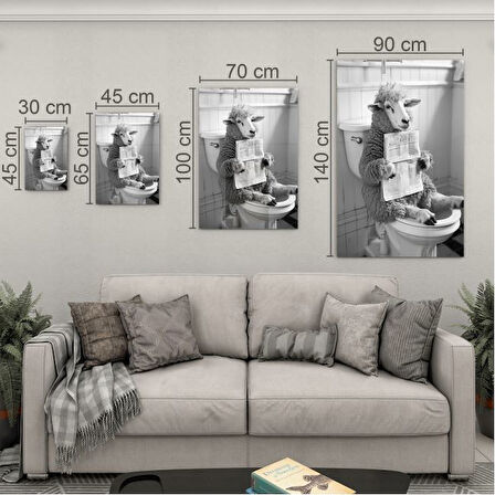 Hayvan Cam Tablo - Sevimli Dostlar Lavaboda - Dikey Motif 08-235